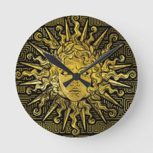 Horloge Ronde Symbole d'Apollo Sun sur le motif principal grec