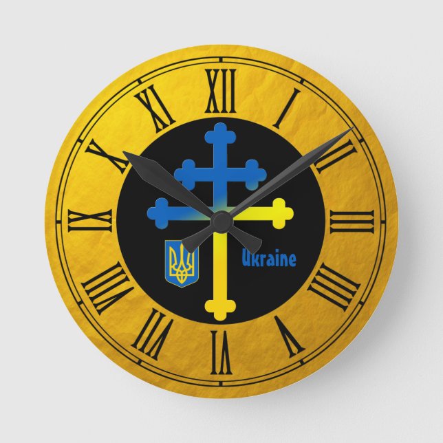 Horloge Ronde SYMBOLE DE COURSE D'Ukraine & Croix de Lorraine (Recto)