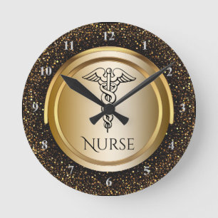 Horloge Ronde Symbole de Medical Caduceus   Nurses Nursing
