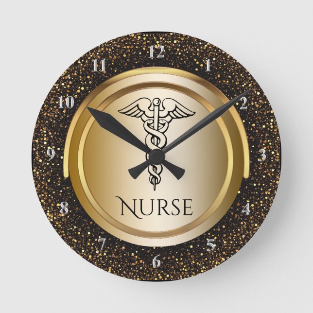 Horloge Ronde Symbole de Medical Caduceus | Nurses Nursing (Recto)