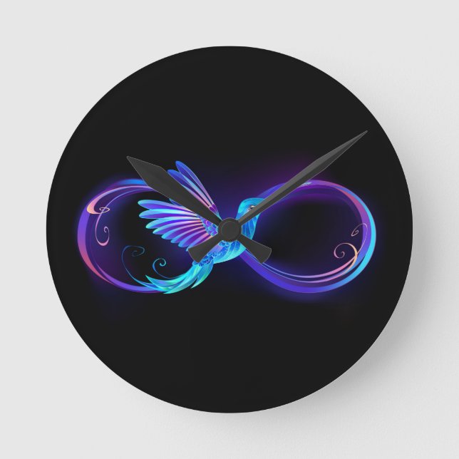 Horloge Ronde Symbole de Neon Infinity par Glowing Hummingbird (Recto)