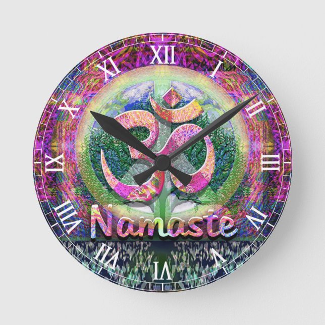 Horloge Ronde Symbole de paix de Namaste (Recto)