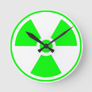 Horloge Ronde Symbole de rayonnement radioactif nucléaire en ver