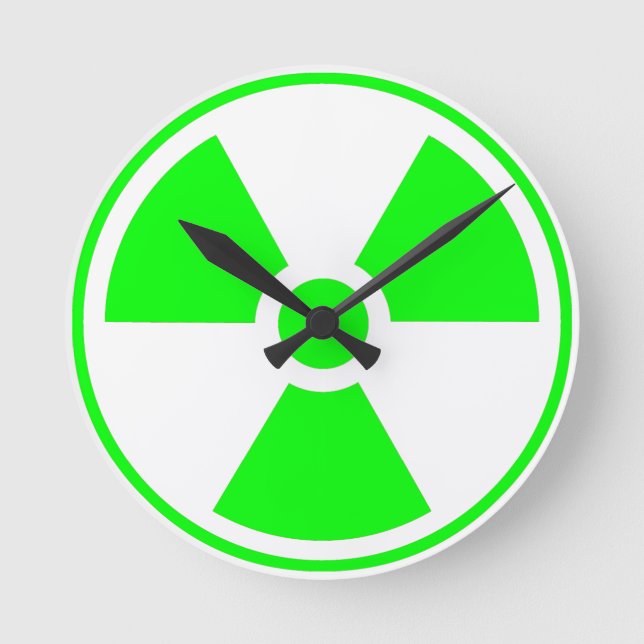 Horloge Ronde Symbole de rayonnement radioactif nucléaire en ver (Recto)