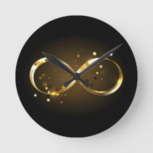 Horloge Ronde Symbole d'infini doré