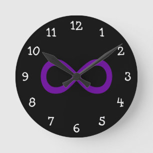 Horloge Ronde Symbole d'infini violet