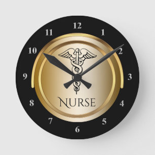 Horloge Ronde Symbole médical de Caduceus   Regised Nurses LPN