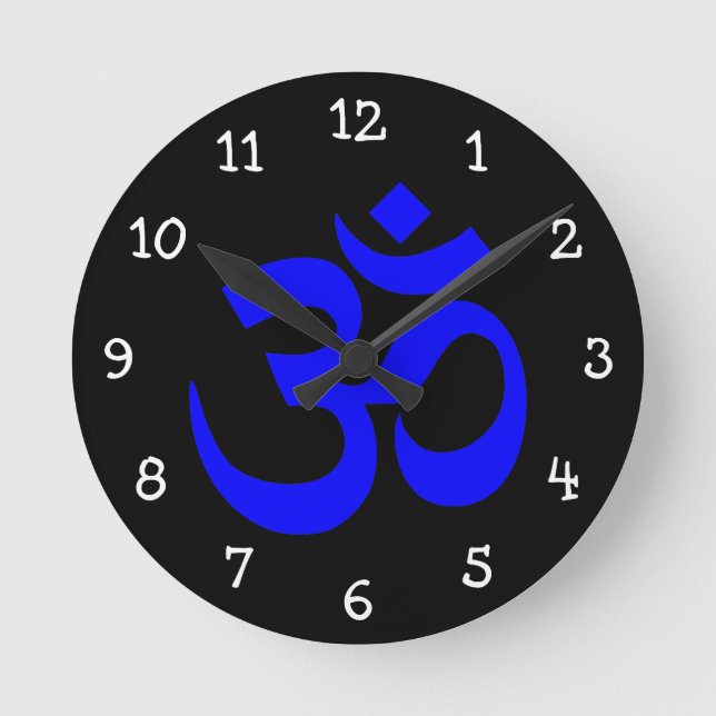 Horloge Ronde Symbole Om noir et bleu (Recto)