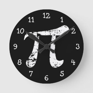 Horloge Ronde Symbole Pi Grunge Blanc