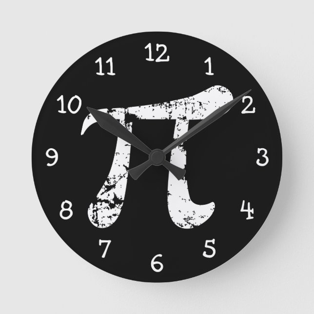 Horloge Ronde Symbole Pi Grunge Blanc (Recto)