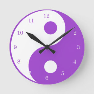 Horloge Ronde SYMBOLE YIN Yang Purple et White