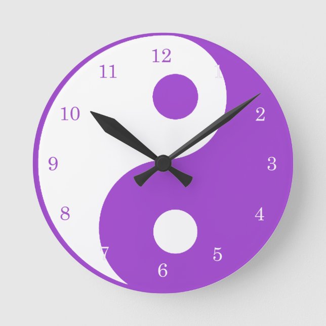 Horloge Ronde SYMBOLE YIN Yang Purple et White (Recto)