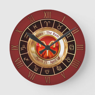 Horloge Ronde SYMBOLE Zodiaque Aries