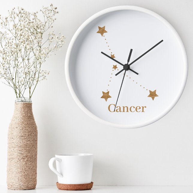 Horloge Ronde SYMBOLE Zodiaque moderne Cancer de l'or | Eau de l (Créateur téléchargé)