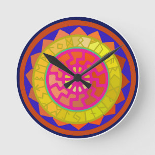 Horloge Ronde Symboles du calendrier runique du soleil celtique