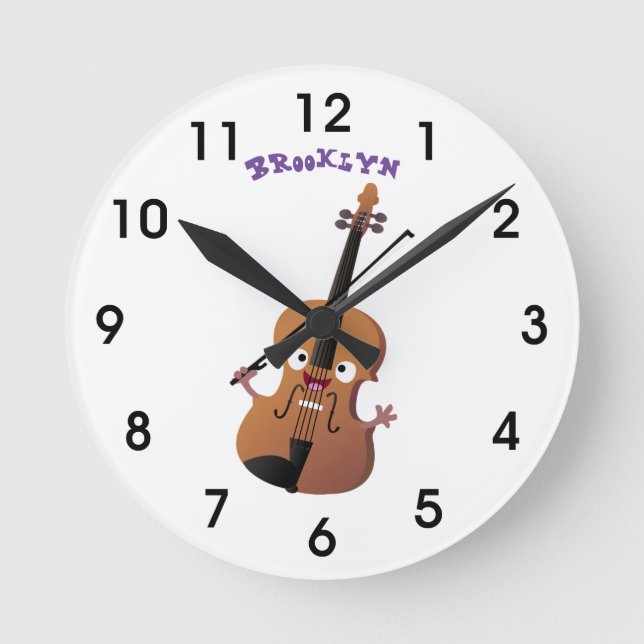 Horloge Ronde Sympa drôle violon personnage de dessin animé (Recto)