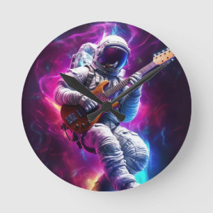 Horloge Ronde Symphonie du vide   Astronaute de Neon Cyberpunk