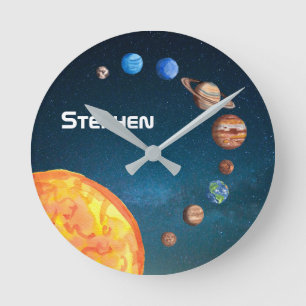 Horloge Ronde Système solaire Planets Space Earth Sun Jupiter