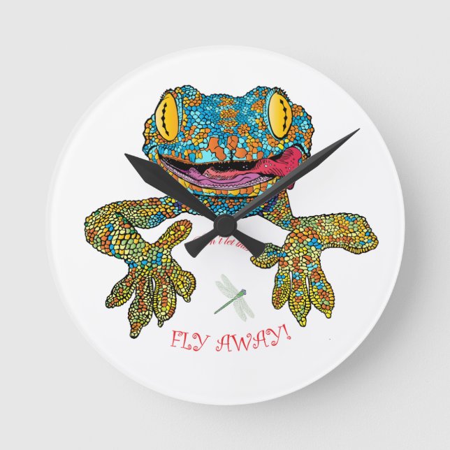 Horloge Ronde T-shirt avec lézard (Recto)