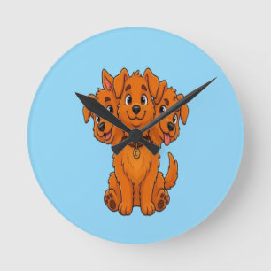 Horloge Ronde T-shirt drôle pour enfant avec un chien de dessin
