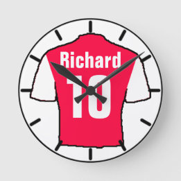 Horloge Ronde T-shirt fan de football.