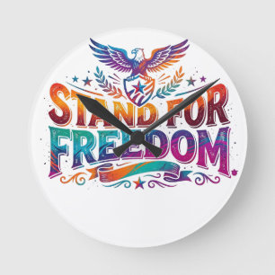 Horloge Ronde T-shirt patriotique « Défendre la liberté »