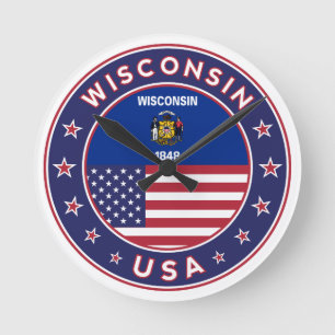 Horloge Ronde T-shirt Wisconsin,