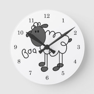 Horloge Ronde T-shirts et cadeaux à motif de mouton en bonhomme