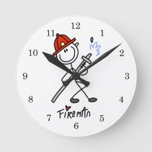Horloge Ronde T-shirts et cadeaux basiques de pompier à figure b