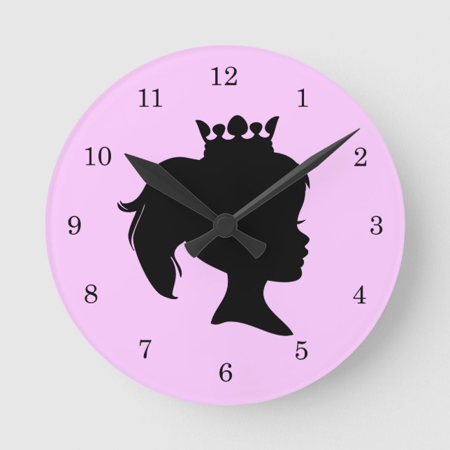 Horloge Ronde T-shirts et cadeaux Black Silhouette Princess (Recto)