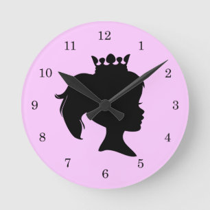 Horloge Ronde T-shirts et cadeaux Black Silhouette Princess