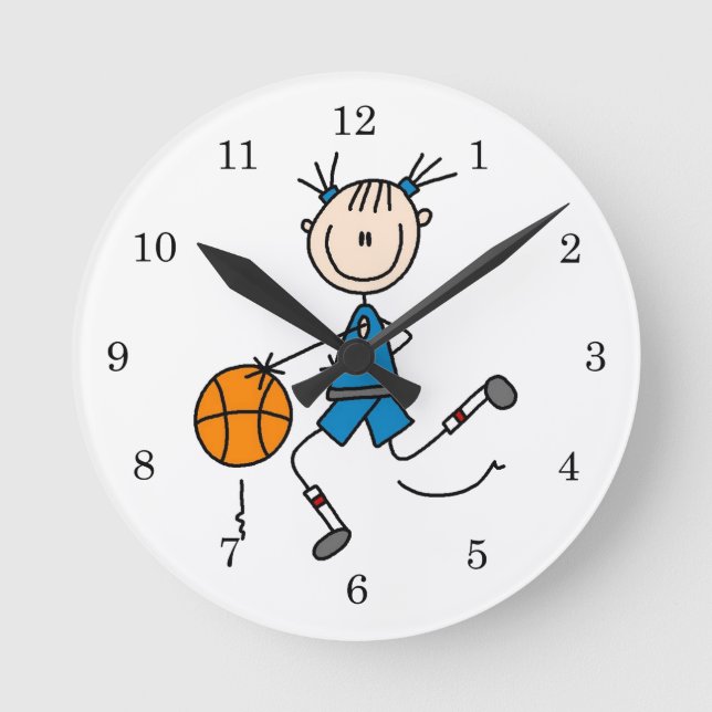 Horloge Ronde T-shirts et cadeaux bleus de joueur de basket de (Recto)