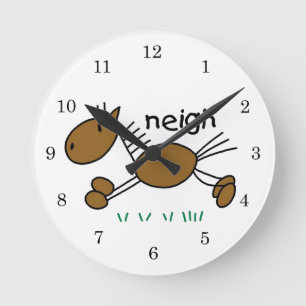 Horloge Ronde T-shirts et cadeaux Cheval en bâtonnets