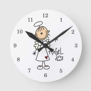 Horloge Ronde T-shirts et cadeaux de Stick Figure Angel