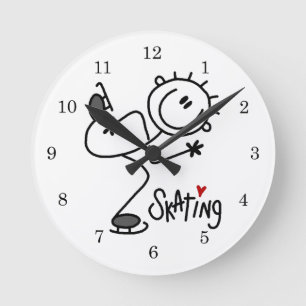 Horloge Ronde T-shirts et cadeaux simples de patinage sur glace