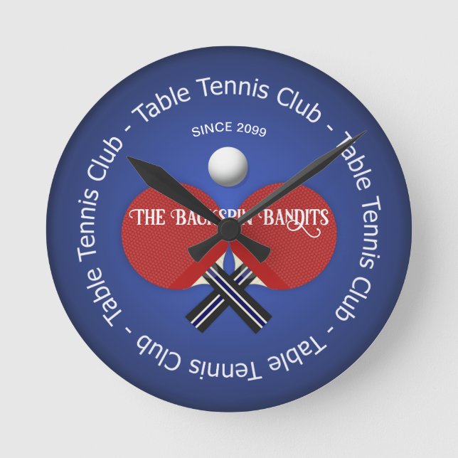 Horloge Ronde Table Tennis Ping Paddle & Ball Wall (Recto)