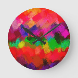 Horloge Ronde Tableau coloré Abstrait #3
