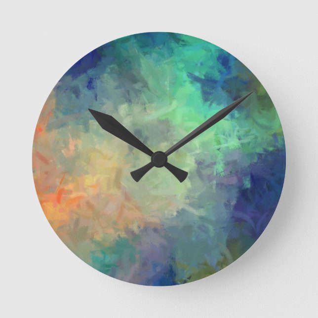 Horloge Ronde Tableau coloré Abstrait #5 (Recto)