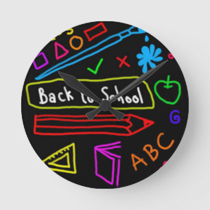 Horloge Ronde Tableau Noir Retour À L'École