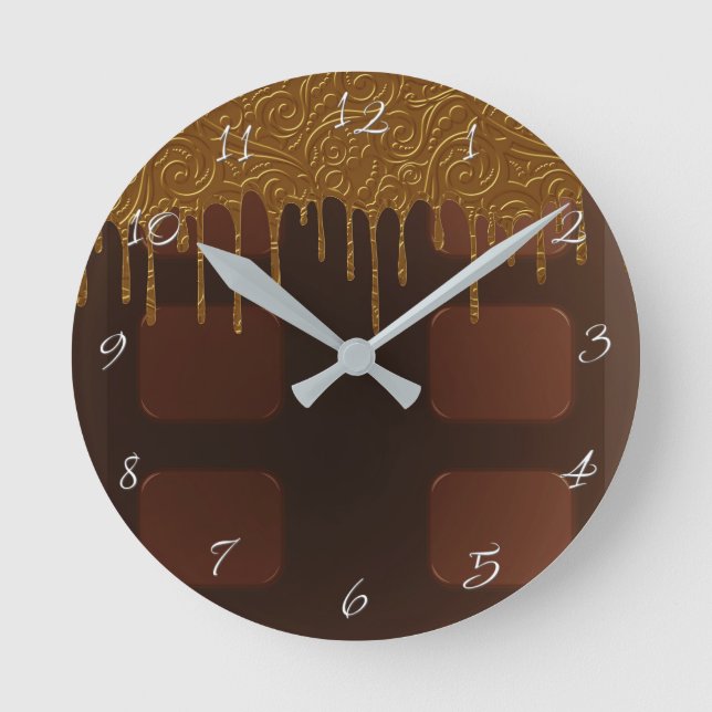 Horloge Ronde Tablette de chocolat glamour enveloppée d'or (Recto)