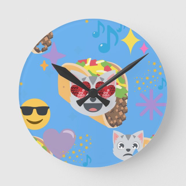 Horloge Ronde taco cat emoji (Recto)