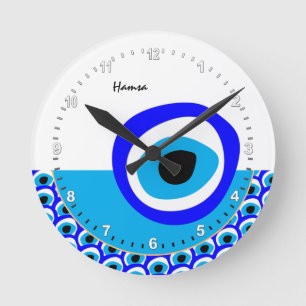 Horloge Ronde Talisman & Evil Eye Amulet, Turkish / Arabic white