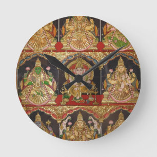 HORLOGE RONDE TANJORE PEIGNANT DES SUD INDE D'ASHTALAKSHMI