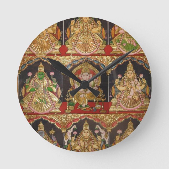 HORLOGE RONDE TANJORE PEINTURE ASHTALAKSHMI INDE DU SUD (Recto)