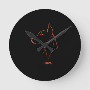 Horloge Ronde Tapis de bureau en art linéaire minimaliste person