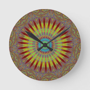Horloge Ronde Tapis iranien motif tribal ethnique africain.jpg