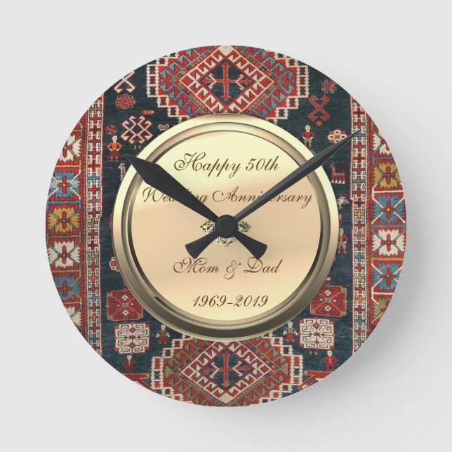 Horloge Ronde Tapis Karbistan Diamant 50e anniversaire de mariag (Recto)