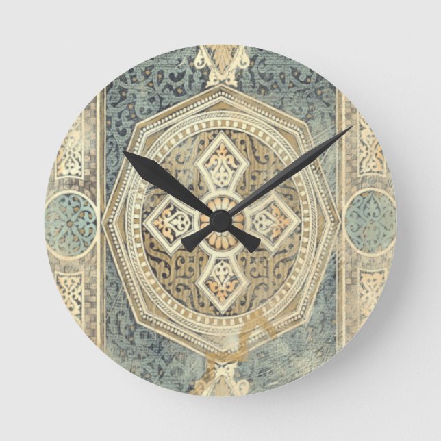 Horloge Ronde Tapisserie ornementale avec design géométrique orn (Recto)
