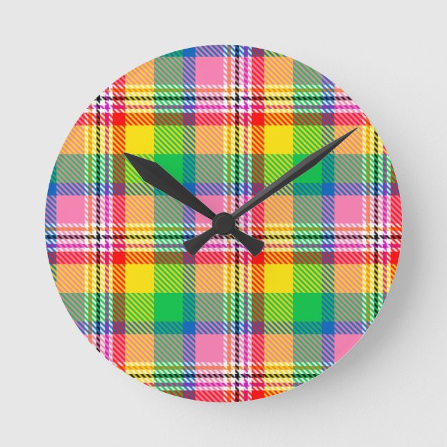Horloge Ronde Tartan vert rose (Recto)