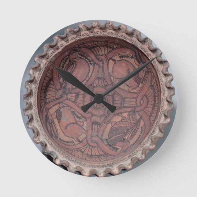 Horloge Ronde Tasse copte, terre cuite peinte avec des (Recto)